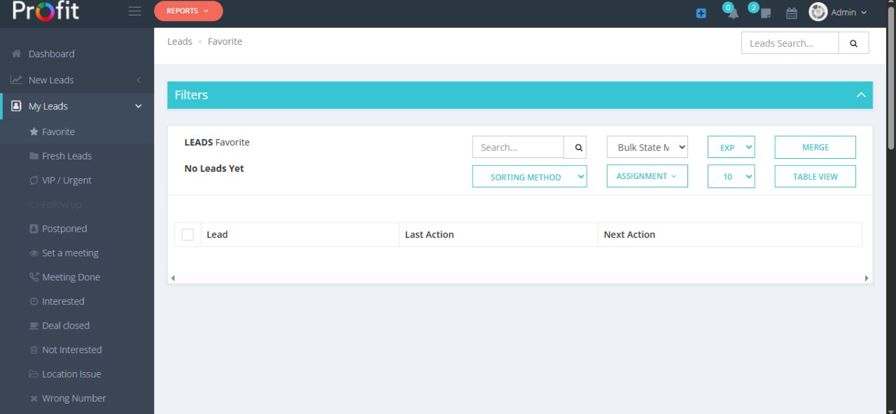 Favorite Leads Interface Guide