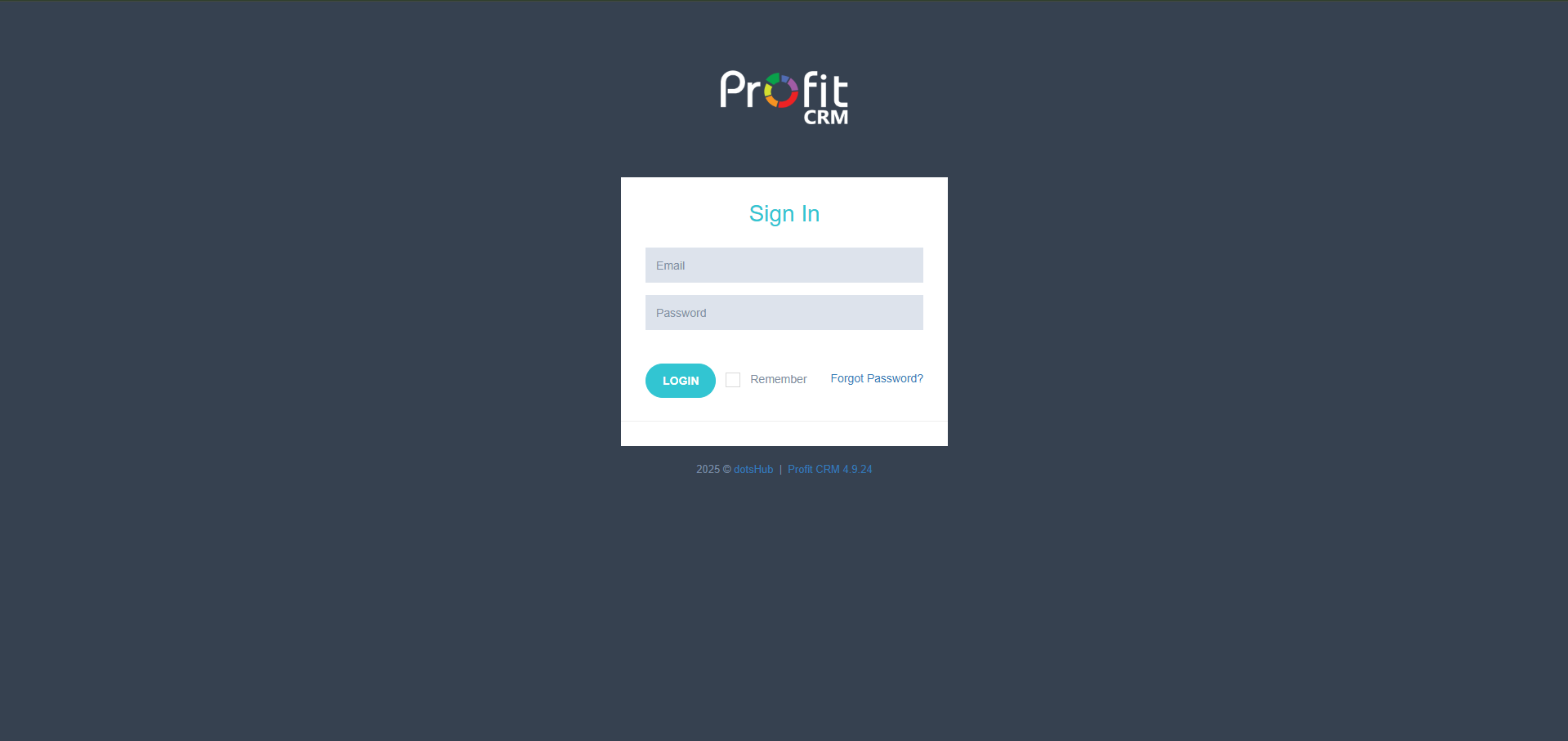 Profit CRM Login Screen